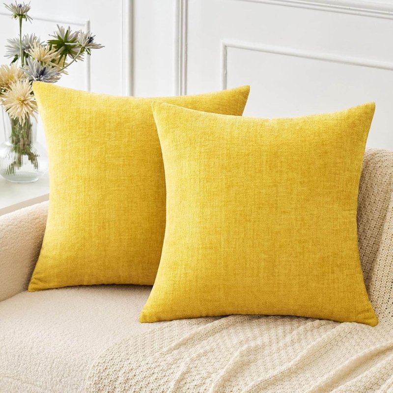 Soft Chenille Solid Dyed Pillow Covers (Pack of 2) - Miulee