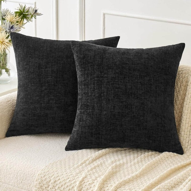 Soft Chenille Solid Dyed Pillow Covers (Pack of 2) - Miulee