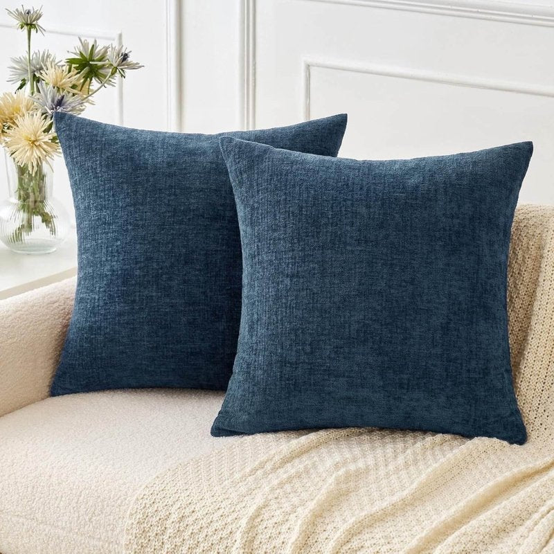 Soft Chenille Solid Dyed Pillow Covers (Pack of 2) - Miulee