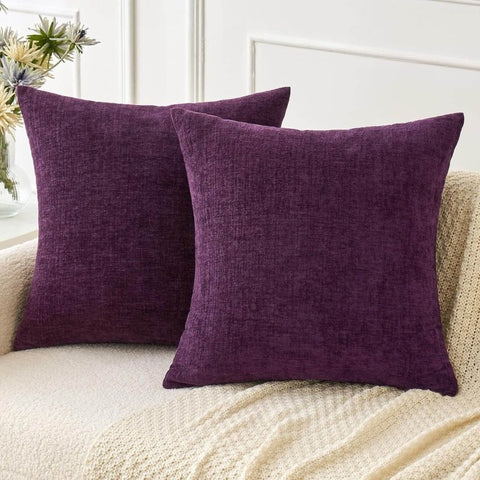 Soft Chenille Solid Dyed Pillow Covers (Pack of 2) - Miulee