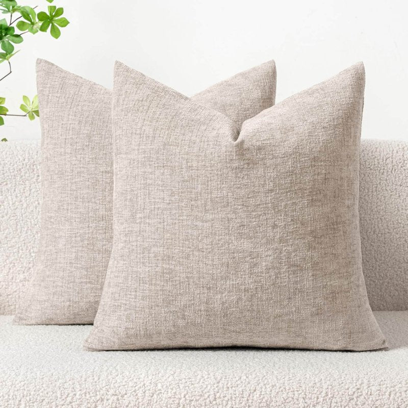 Soft Chenille Solid Dyed Pillow Covers (Pack of 2) - Miulee