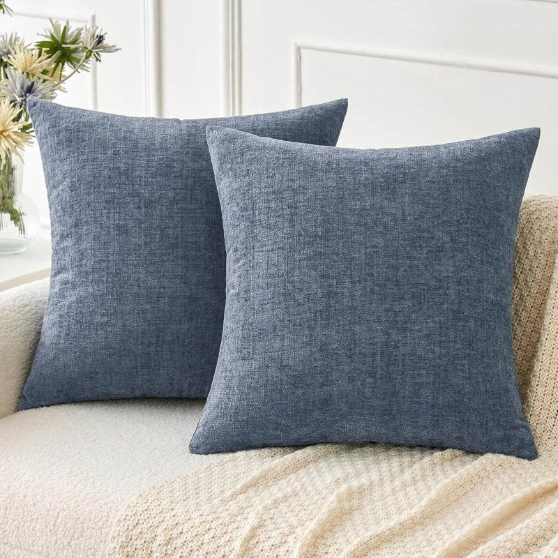 Soft Chenille Solid Dyed Pillow Covers (Pack of 2) - Miulee