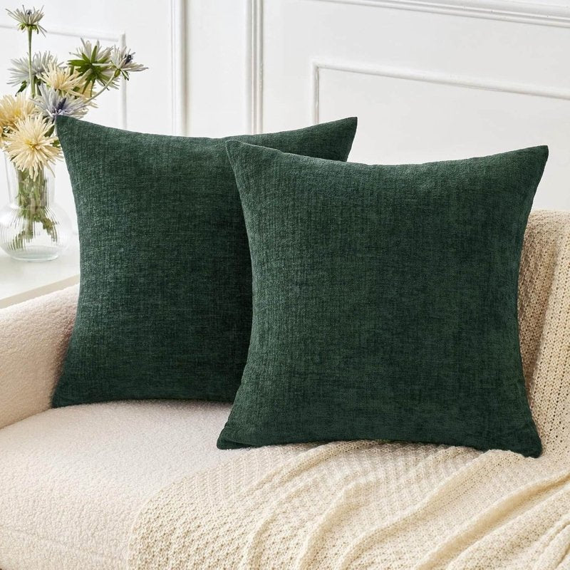 Soft Chenille Solid Dyed Pillow Covers (Pack of 2) - Miulee