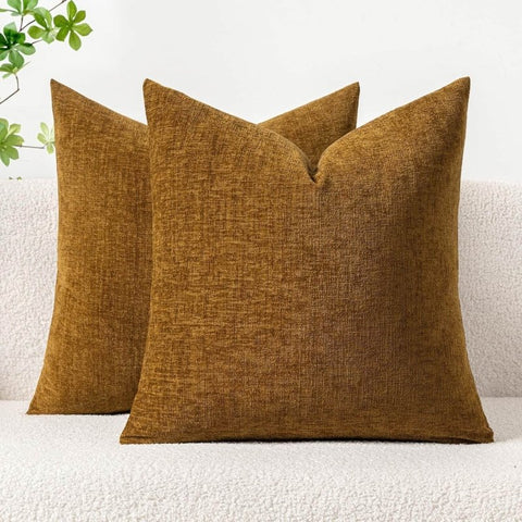 Soft Chenille Solid Dyed Pillow Covers (Pack of 2) - Miulee