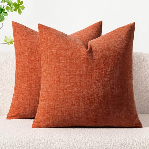 Soft Chenille Solid Dyed Pillow Covers (Pack of 2) - Miulee