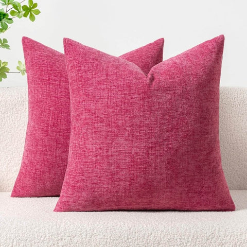Soft Chenille Solid Dyed Pillow Covers (Pack of 2) - Miulee