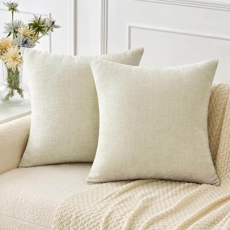 Soft Chenille Solid Dyed Pillow Covers (Pack of 2) - Miulee