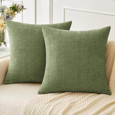 Soft Chenille Solid Dyed Pillow Covers (Pack of 2) - Miulee