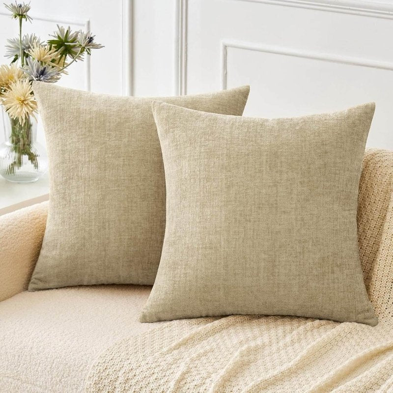 Soft Chenille Solid Dyed Pillow Covers (Pack of 2) - Miulee