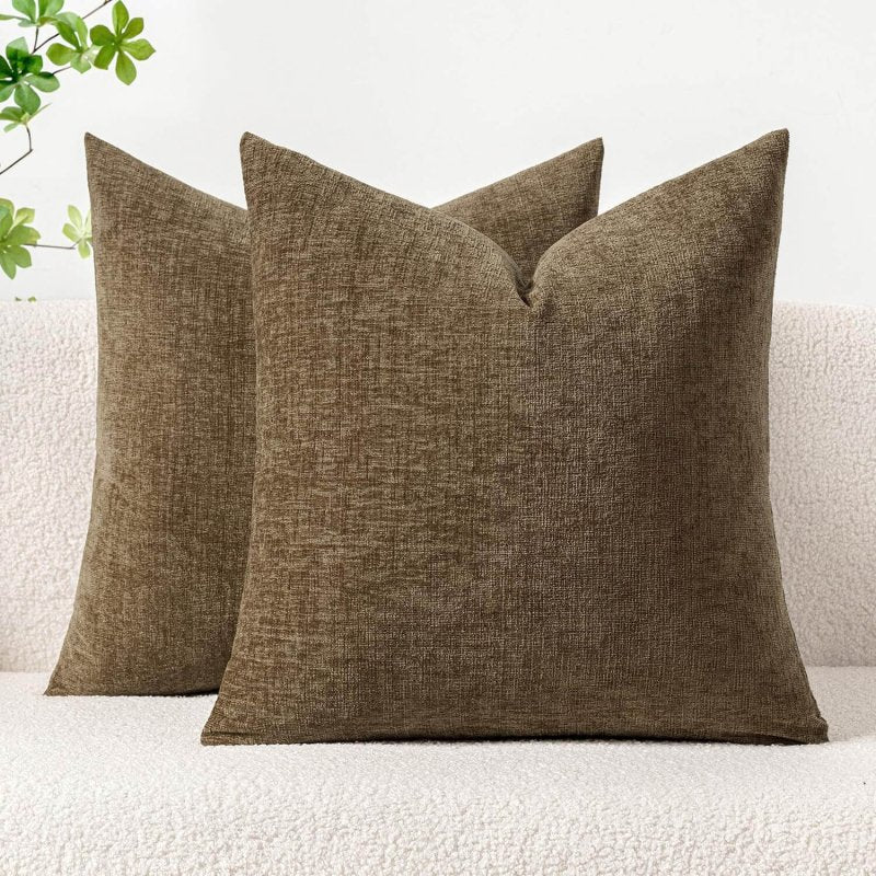 Soft Chenille Solid Dyed Pillow Covers (Pack of 2) - Miulee