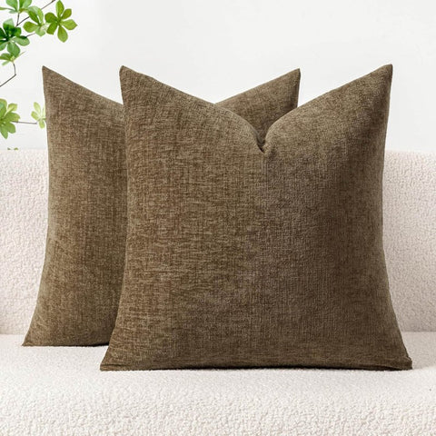 Soft Chenille Solid Dyed Pillow Covers (Pack of 2) - Miulee