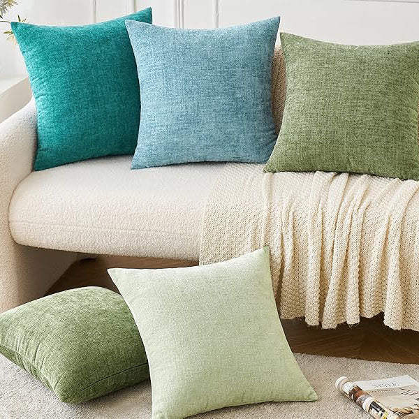 Soft Chenille Solid Dyed Pillow Covers (Pack of 2) - Miulee