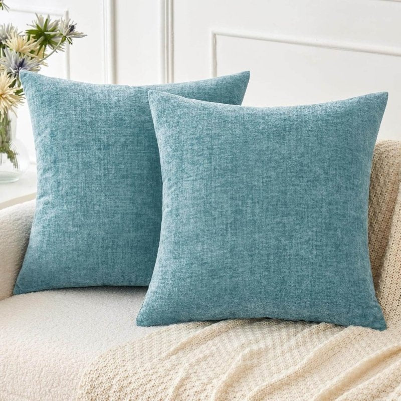 Soft Chenille Solid Dyed Pillow Covers (Pack of 2) - Miulee