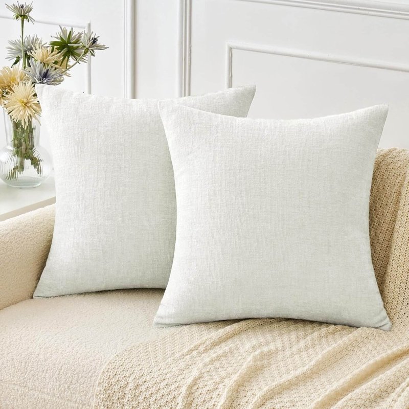 Soft Chenille Solid Dyed Pillow Covers (Pack of 2) - Miulee