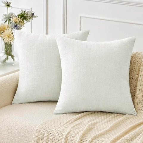 Soft Chenille Solid Dyed Pillow Covers (Pack of 2) - Miulee