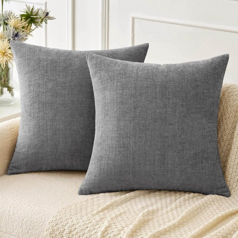 Soft Chenille Solid Dyed Pillow Covers (Pack of 2) - Miulee