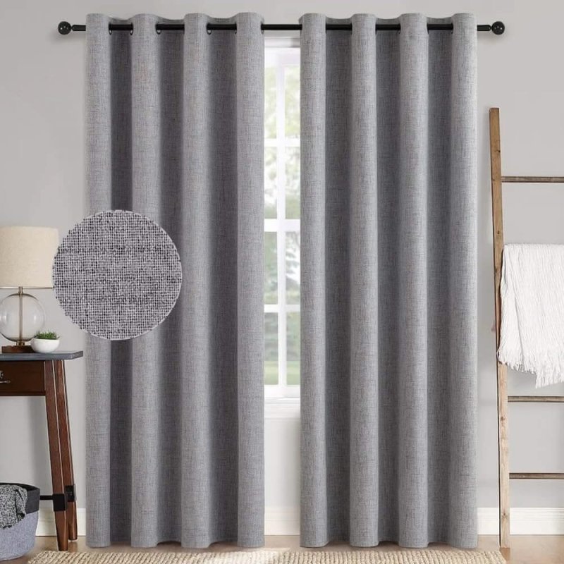 "Velle" Customized 100% Blackout Linen Textured Curtains (2 Panels) - Miulee