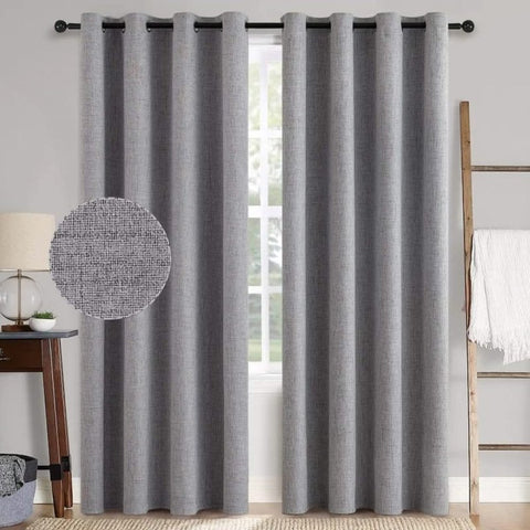 "Velle" Customized 100% Blackout Linen Textured Curtains (2 Panels) - Miulee