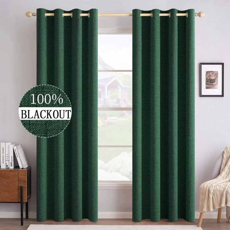 "Velle" Customized 100% Blackout Linen Textured Curtains (2 Panels) - Miulee