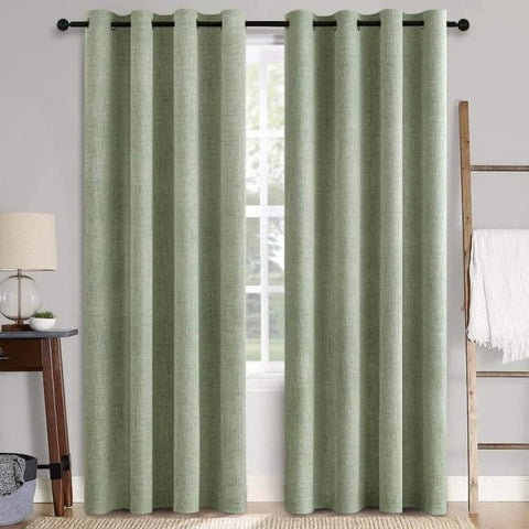 "Velle" Customized 100% Blackout Linen Textured Curtains (2 Panels) - Miulee