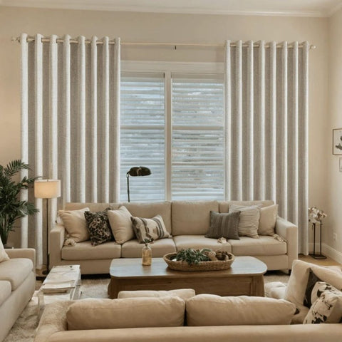 "Velle" Customized 100% Blackout Linen Textured Curtains (2 Panels) - Miulee