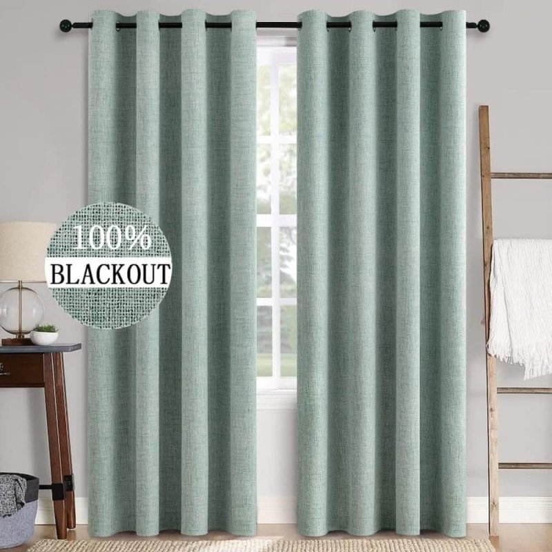 "Velle" Customized 100% Blackout Linen Textured Curtains (2 Panels) - Miulee
