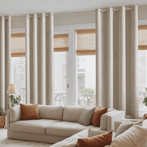 "Velle" Customized 100% Blackout Linen Textured Curtains (2 Panels) - Miulee