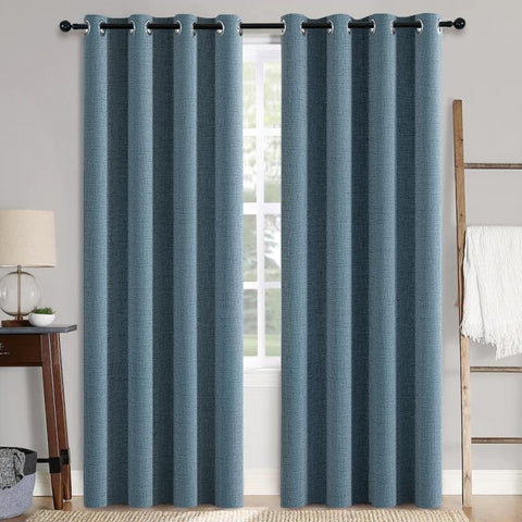 "Velle" Customized 100% Blackout Linen Textured Curtains (2 Panels) - Miulee