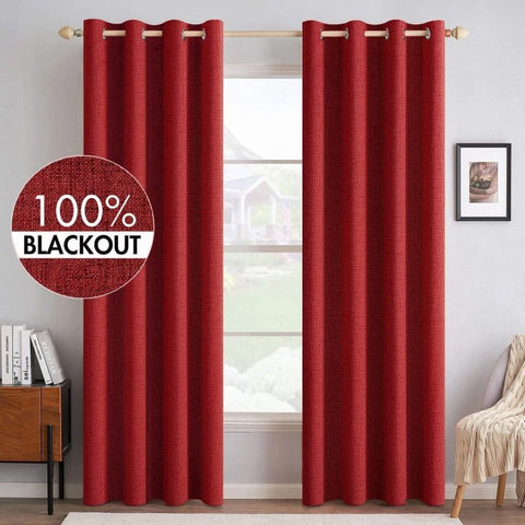 "Velle" Customized 100% Blackout Linen Textured Curtains (2 Panels) - Miulee