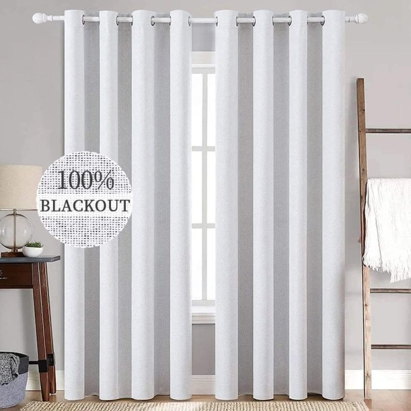 "Velle" Customized 100% Blackout Linen Textured Curtains (2 Panels) - Miulee