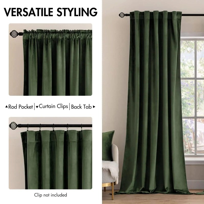 "Mira" Customized Velvet Curtains Luxury Blackout Curtains (2 Panels) - Beige - Miulee