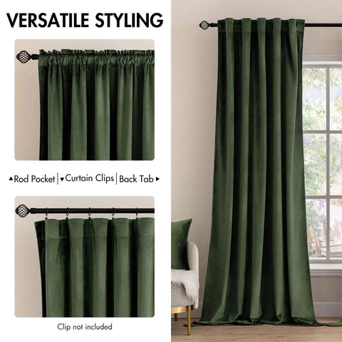 "Mira" Customized Velvet Curtains Luxury Blackout Curtains (2 Panels) - Beige - Miulee
