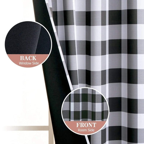 MIULEE Buffalo Plaid Curtains for Farmhouse Bedroom, Blackout Window Drapes with Grommets 2 Panels - Miulee