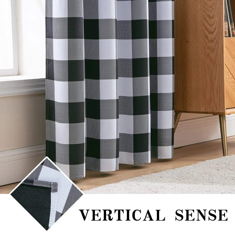 MIULEE Buffalo Plaid Curtains for Farmhouse Bedroom, Blackout Window Drapes with Grommets 2 Panels - Miulee