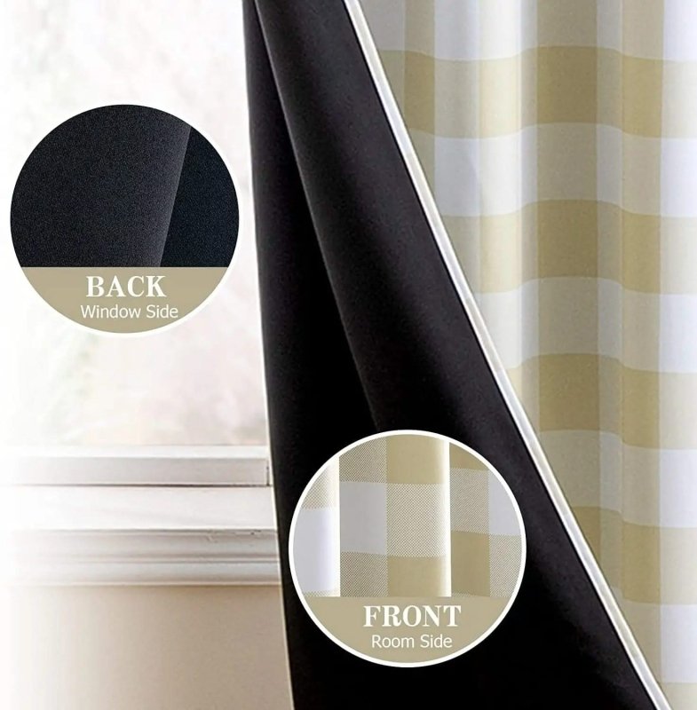 MIULEE Buffalo Plaid Curtains for Farmhouse Bedroom, Blackout Window Drapes with Grommets 2 Panels - Miulee