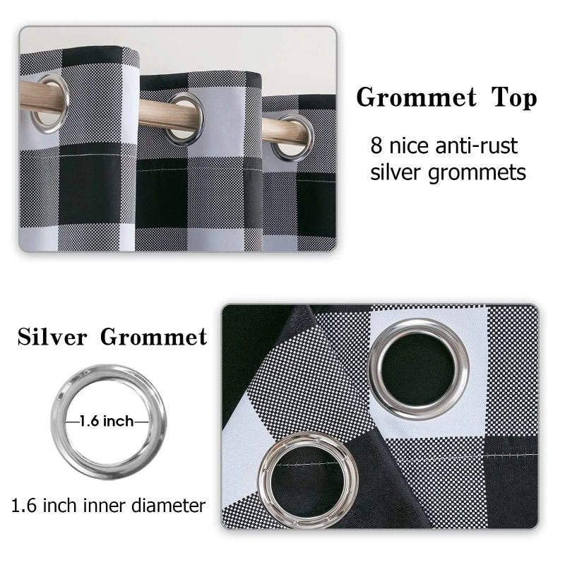 MIULEE Buffalo Plaid Curtains for Farmhouse Bedroom, Blackout Window Drapes with Grommets 2 Panels - Miulee
