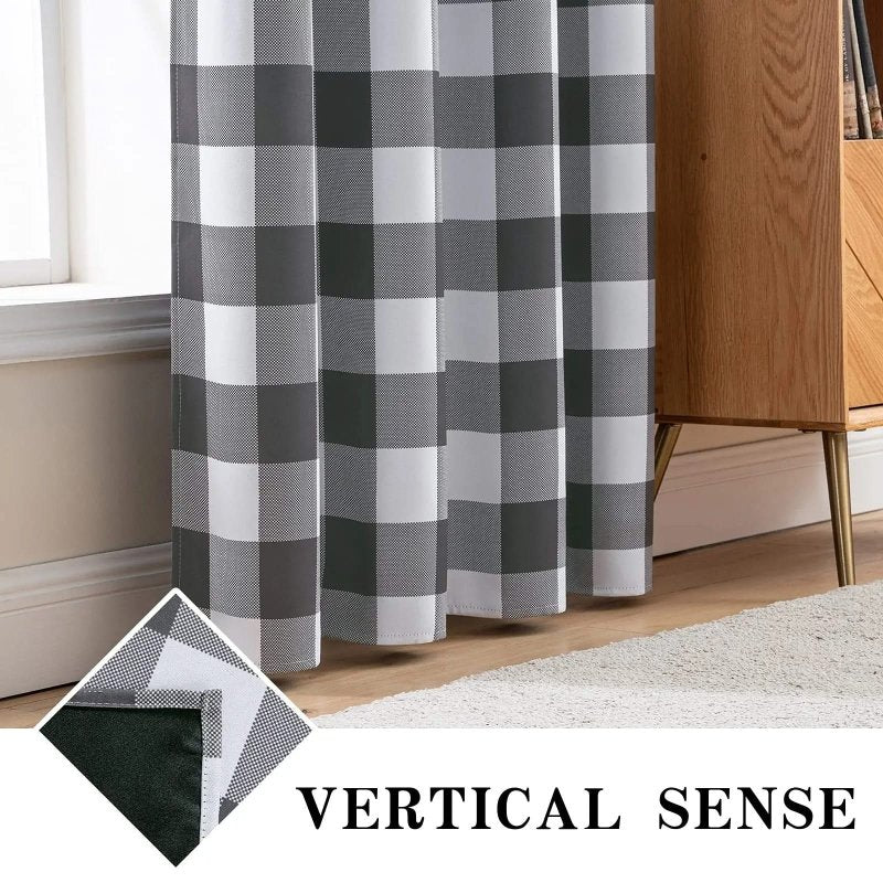 MIULEE Buffalo Plaid Curtains for Farmhouse Bedroom, Blackout Window Drapes with Grommets 2 Panels - Miulee