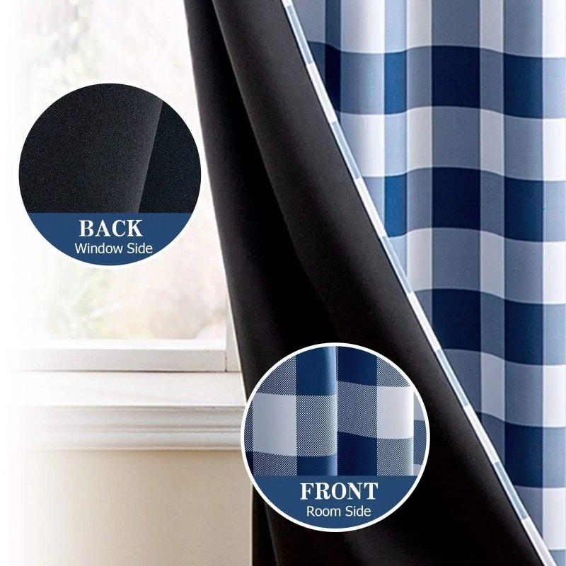 MIULEE Buffalo Plaid Curtains for Farmhouse Bedroom, Blackout Window Drapes with Grommets 2 Panels - Miulee