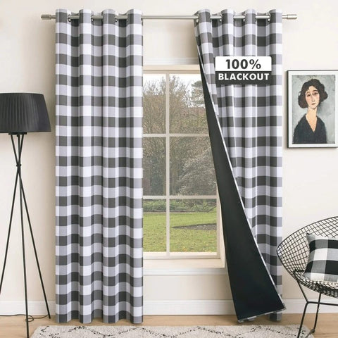 MIULEE Buffalo Plaid Curtains for Farmhouse Bedroom, Blackout Window Drapes with Grommets 2 Panels - Miulee