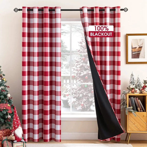 MIULEE Buffalo Plaid Curtains for Farmhouse Bedroom, Blackout Window Drapes with Grommets 2 Panels - Miulee