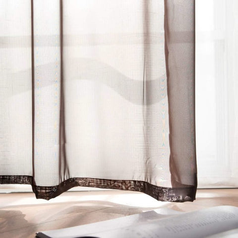 MIULEE Chocolate Brown Solid Sheer Curtains Elegant Grommet Window Voile Panels Drapes Treatment 2 Panels - Miulee