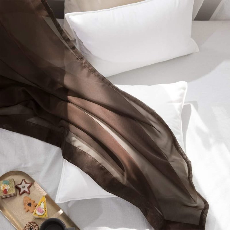 MIULEE Chocolate Brown Solid Sheer Curtains Elegant Grommet Window Voile Panels Drapes Treatment 2 Panels - Miulee