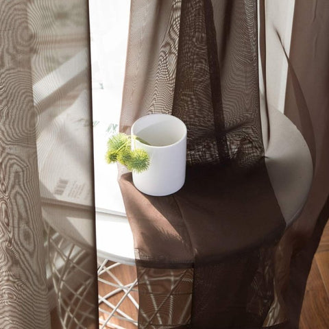 MIULEE Chocolate Brown Solid Sheer Curtains Elegant Grommet Window Voile Panels Drapes Treatment 2 Panels - Miulee