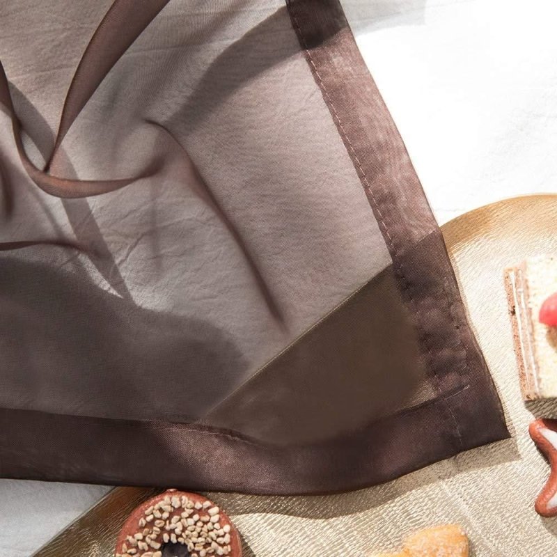 MIULEE Chocolate Brown Solid Sheer Curtains Elegant Grommet Window Voile Panels Drapes Treatment 2 Panels - Miulee
