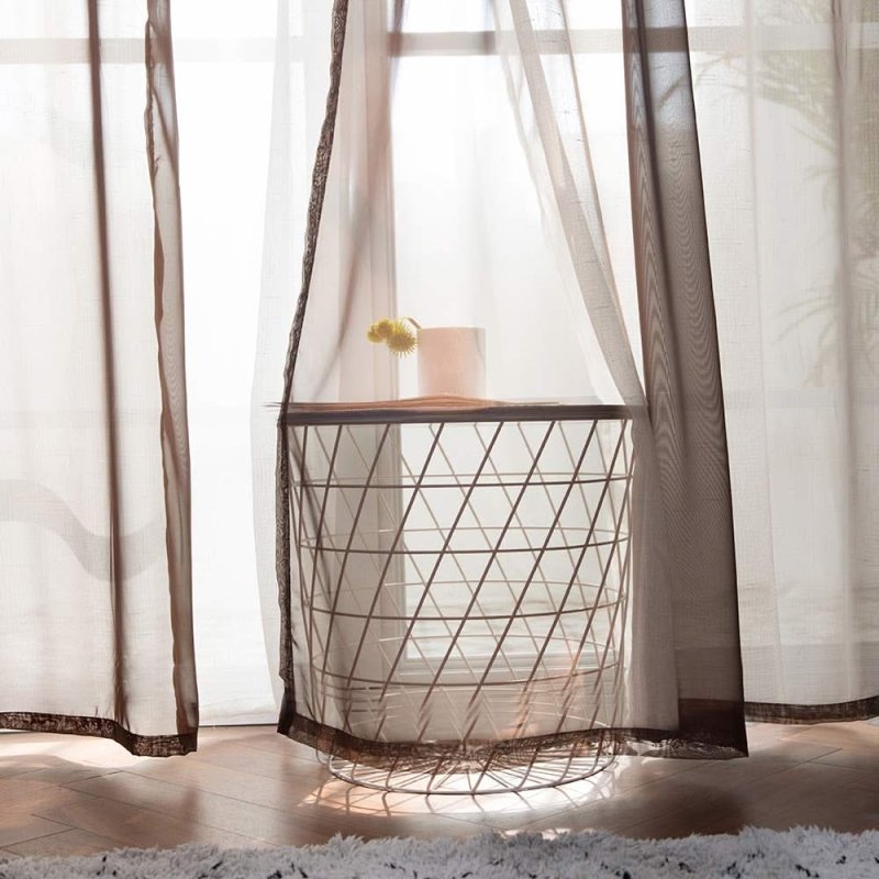 MIULEE Chocolate Brown Solid Sheer Curtains Elegant Grommet Window Voile Panels Drapes Treatment 2 Panels - Miulee