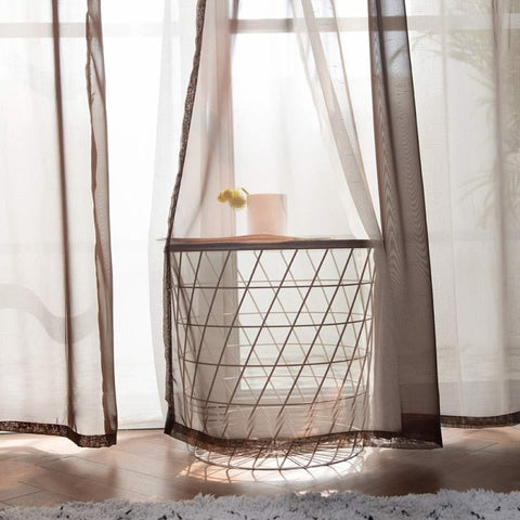 MIULEE Chocolate Brown Solid Sheer Curtains Elegant Grommet Window Voile Panels Drapes Treatment 2 Panels - Miulee