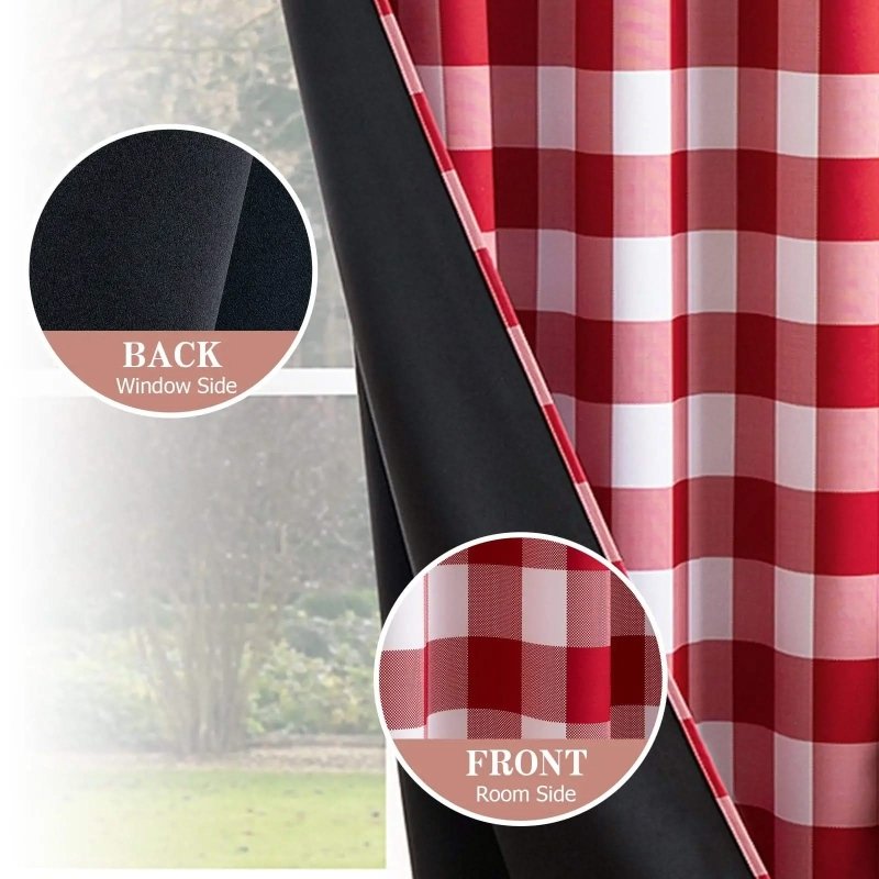 MIULEE Christmas Red And White Buffalo Plaid Curtains for Bedroom, Blackout Window Drapes with Grommets 2 Panels - Miulee