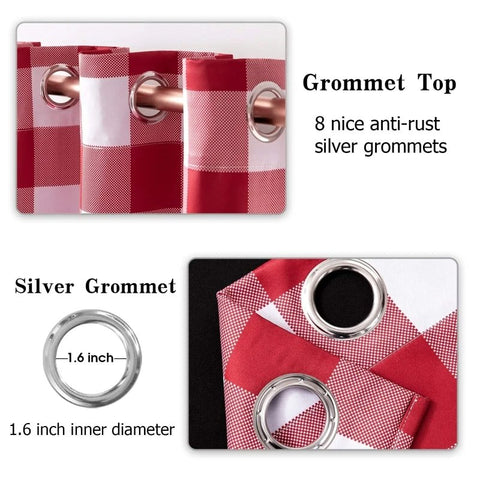 MIULEE Christmas Red And White Buffalo Plaid Curtains for Bedroom, Blackout Window Drapes with Grommets 2 Panels - Miulee