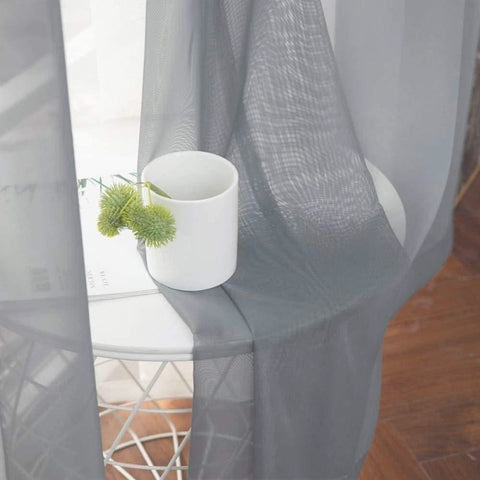 MIULEE Dark Grey Solid Sheer Curtains Elegant Grommet Window Voile Panels Drapes Treatment 2 Panels - Miulee