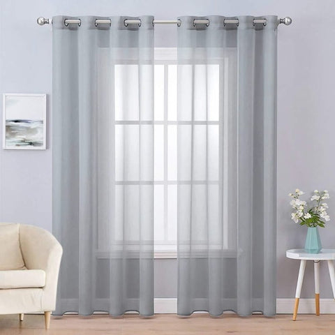 MIULEE Dark Grey Solid Sheer Curtains Elegant Grommet Window Voile Panels Drapes Treatment 2 Panels - Miulee